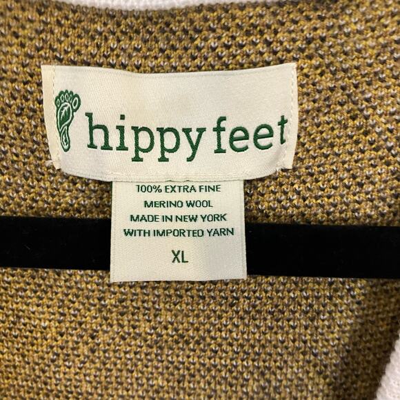 Hippy Feet Merino Wool Brown and Gold Vertical Chevron Cardigan Academia Size XL - Picture 9 of 12